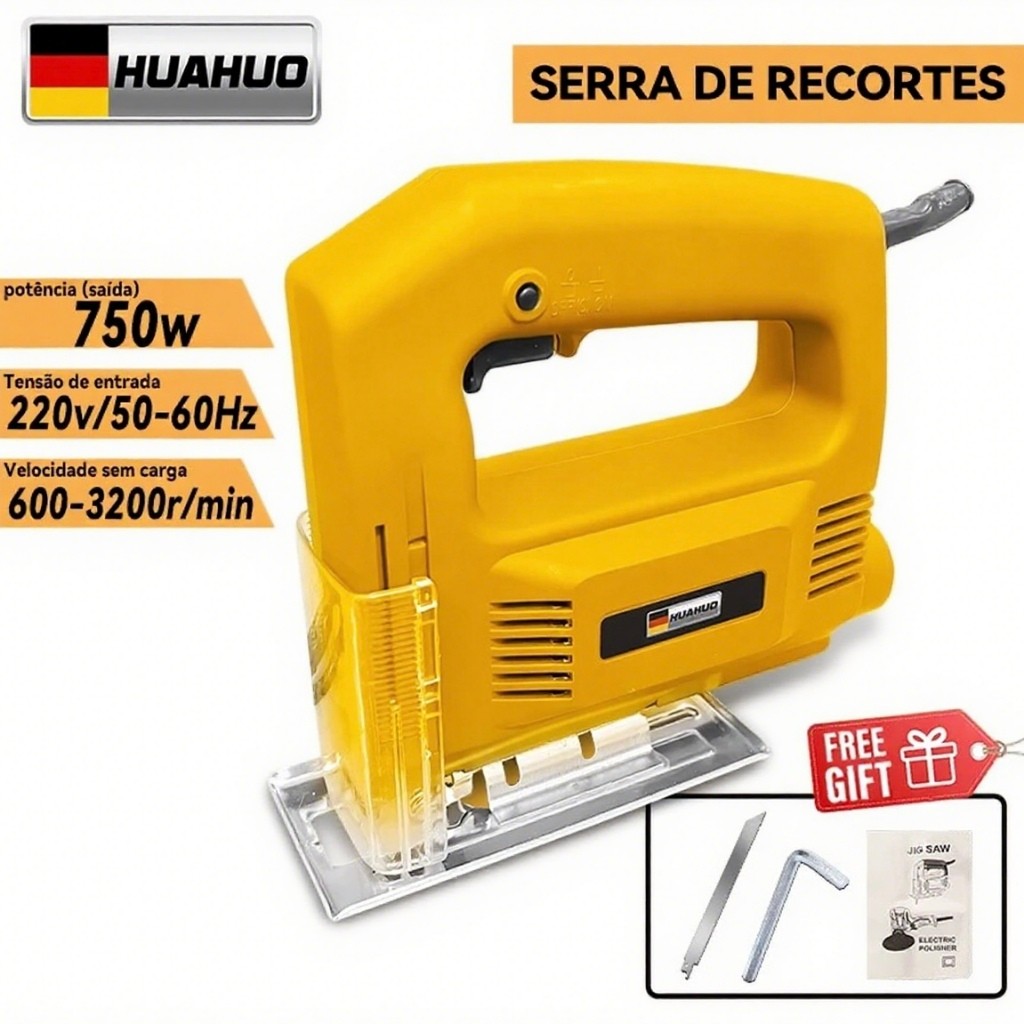 Kit 3 em 1 850W Furadeira de Impacto E 900W Lixadeira Esmerilhadeira E 750W Serra Tico Tico Com Peças E Maleta