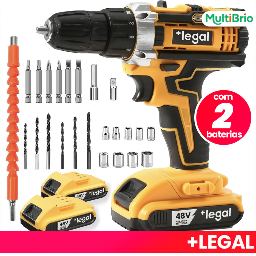 Parafusadeira 26V/48V com 2 Baterias e Estuche Premium – Kit Completo para Montagem e Reparos (Inclui Chaves e Soquetes)