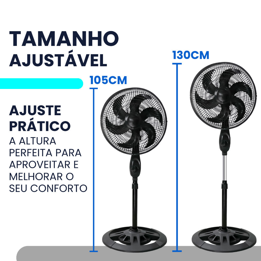 Ventilador C/ Pedestal Coluna Forte Barato Silencioso Dormir  6 PÁS para refrescar.