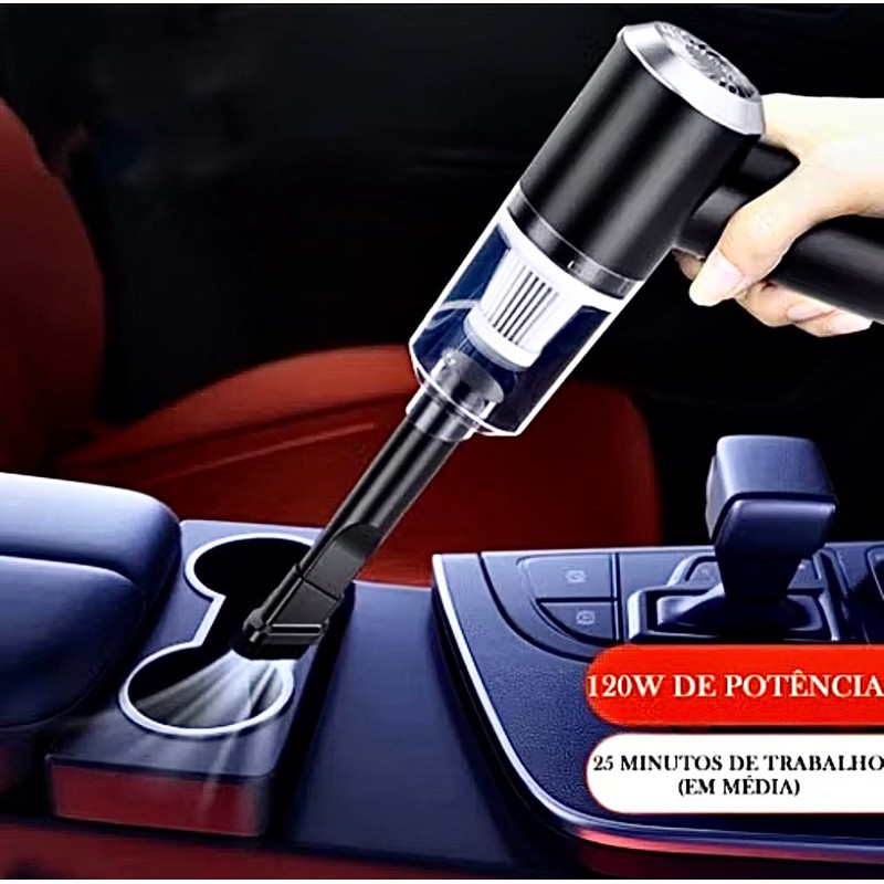 Mini Aspirador de Pó Portátil 3 em 1 – 120W Potência Turbo, USB para Carro e Casa