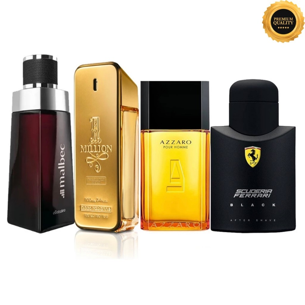 Kit 04 Perfumes Masculino Importado Alta Fixação Essência Concentrada