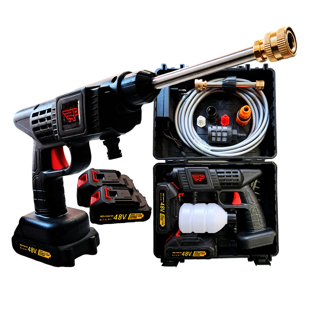 Lavadora 2 Baterias Alta Pressão 48V Pistola Lava Jato Mais Potente Limpeza Carro Jardim Varanda