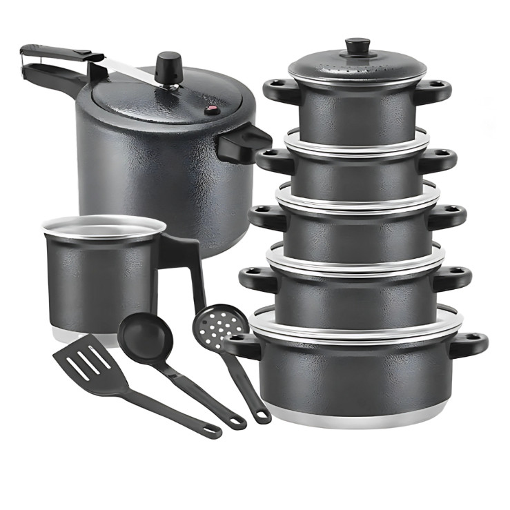 Jogo De Panelas Caçarola + Panela Pressão + Caneco Kit 10 PEÇAS